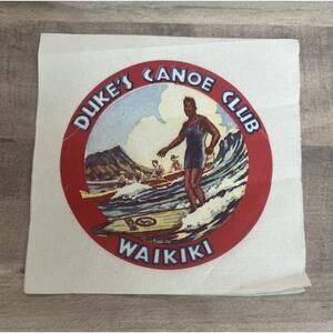 Vintage‎ DUKE'S CANOE CLUB WAIKIKI Cocktail Napkin Kahanamoku Surfing Decoupage
